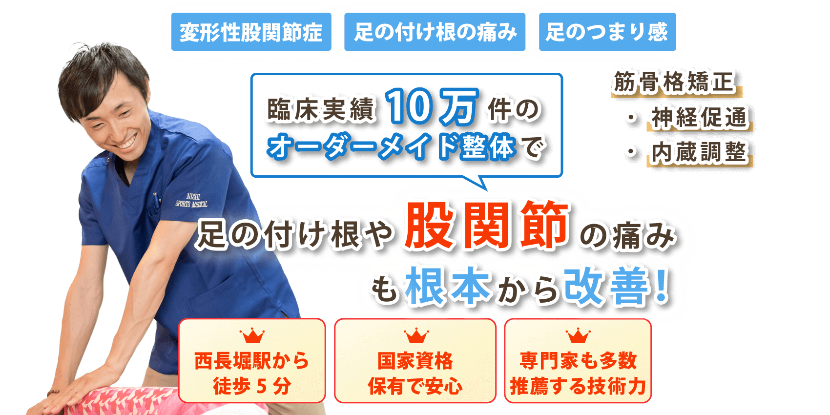 大阪市西区で股関節痛の改善ならニシスポーツメディカル整体治療院